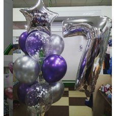 Микс фонтан с серебряной цифрой 7 "Фиолет"